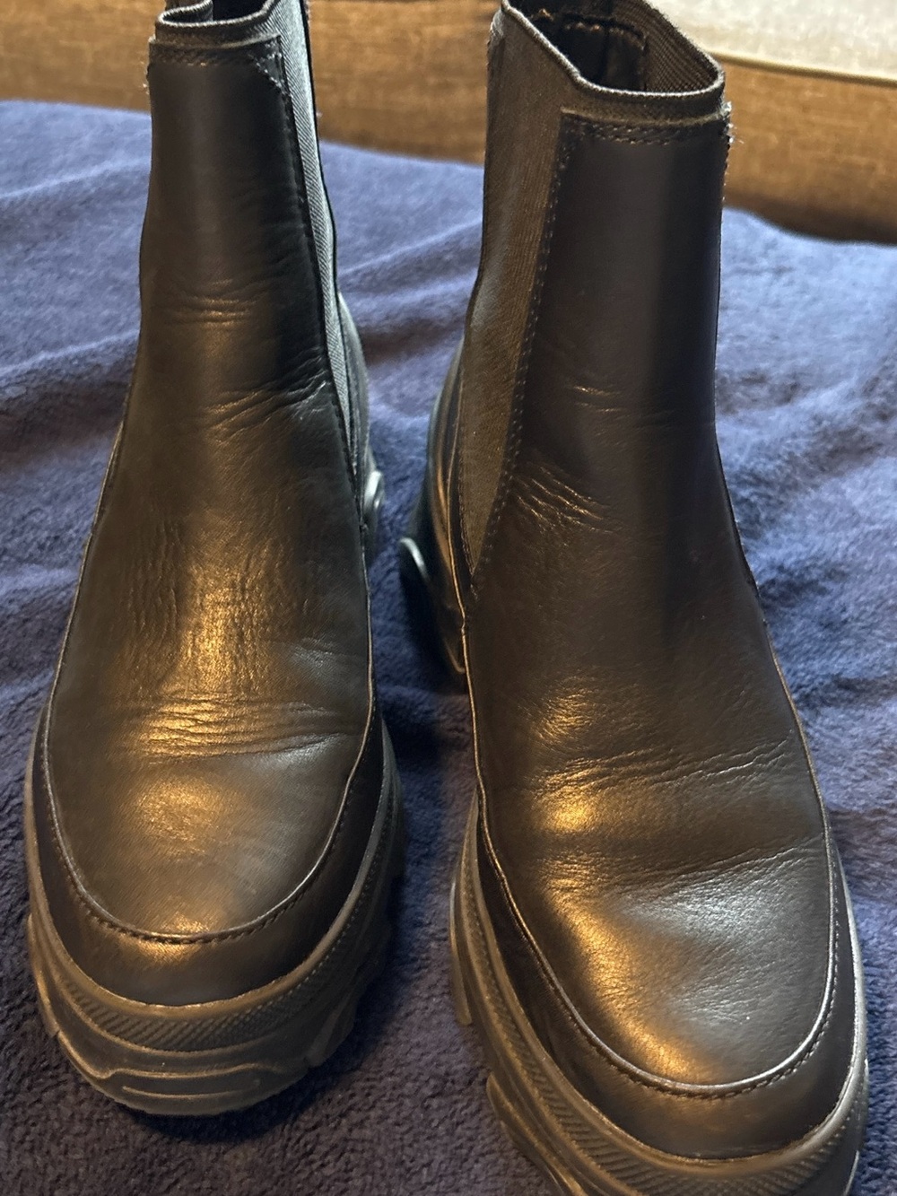 SOREL Brex Waterproof Black Leather Chelsea Boot Lug Platform Sole Size 7 - Picture 4 of 6